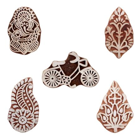 Set of 5 Piece New Mix Wooden Printing Blocks